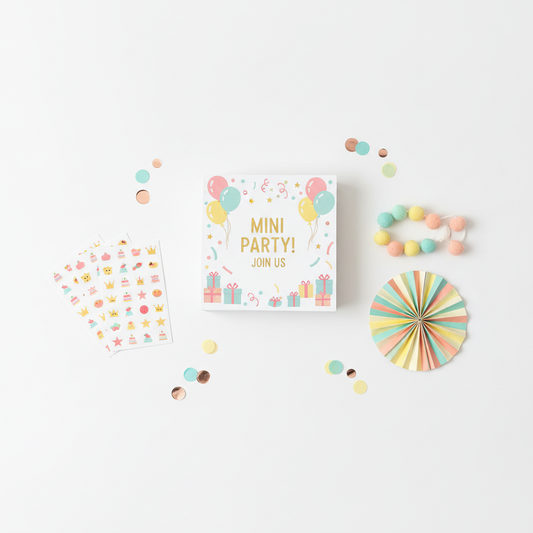 Mini Celebration Package - Custom printed invitations, stickers, and party decorations for small gatherings